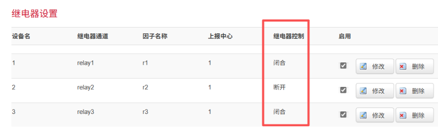 工业网关继电器状态变化